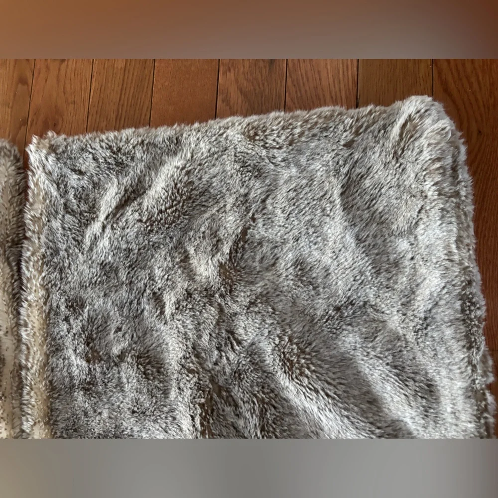 2 Restoration Hardware Cream brown Faux Fur King pillowcases shams